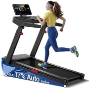 CURSOR FITNESS 17% Treadmill Auto Incline, Foldable Home Treadmill with 3-Level Adjustable Console and Quiet 3.5 HP Motor, Max 390lbs
