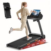CURSOR FITNESS 4-in-1 15% Incline Folding Treadmill for Home, 3.0HP Quiet Motor with 7-Layer Shock Absorption, 300 lbs Capacity, 3 LED Displays with Handrails