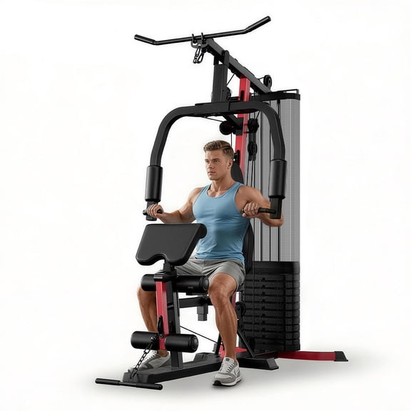 CURSOR FITNESS Home Gym Station, 160LBS Weight Stack, All-in-One Strength Training Equipment