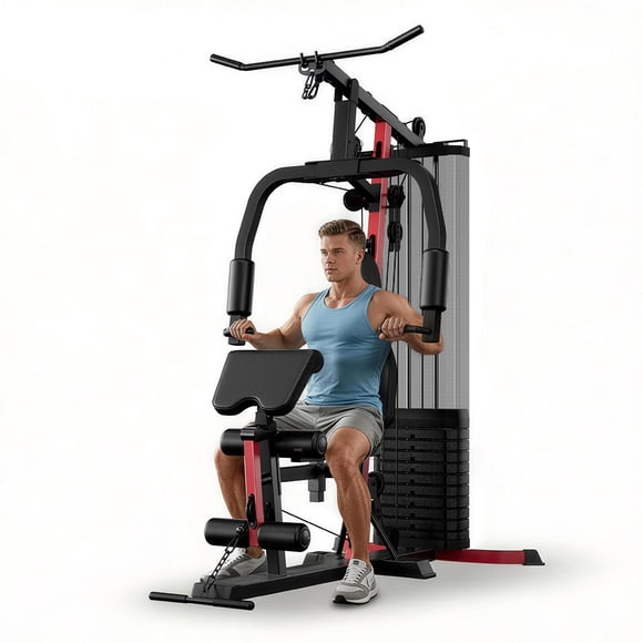 CURSOR FITNESS Home Gym Station, 160LBS Weight Stack, All-in-One Strength Training Equipment