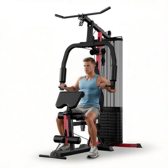 CURSOR FITNESS Home Gym Station, 160LBS Weight Stack, All-in-One Strength Training Equipment