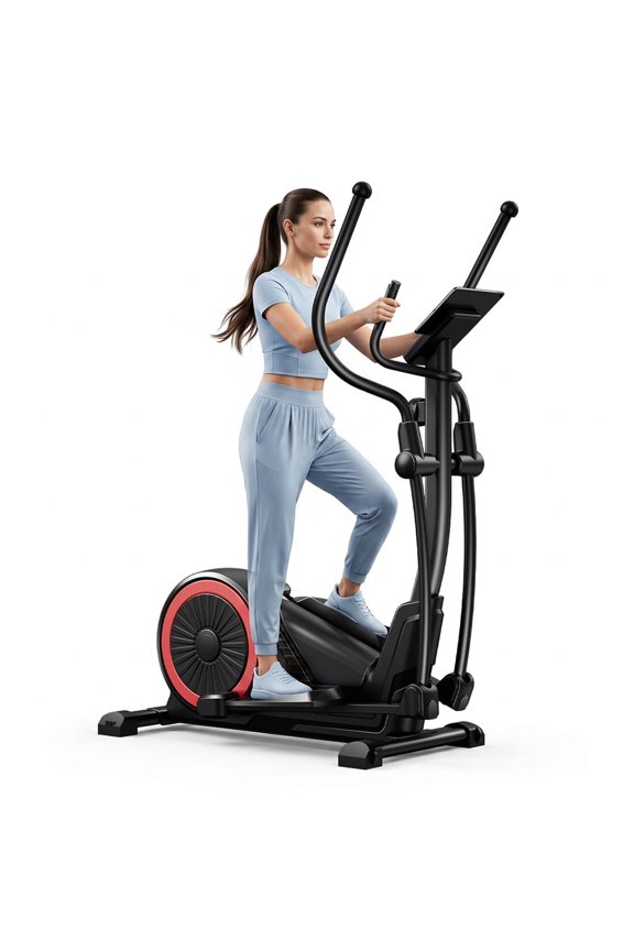 Magnetic Elliptical Machine for Home, 16 Resistance Levels, 15.5" Stride, Heart Rate Grips, Quiet Cardio Trainer