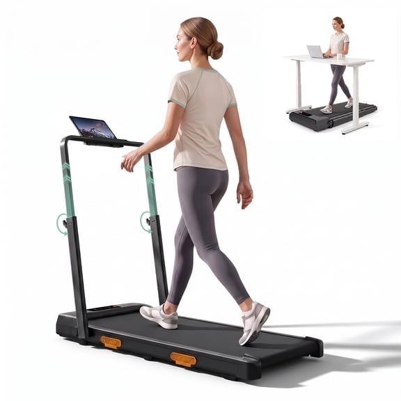 CURSOR FITNESS Walking Pad with Adjustable Height,Under Desk Treadmill for Home Office,Folding Treadmill with 3.0 HP Motor,LED Display,Remote Control,350 lb Capacity