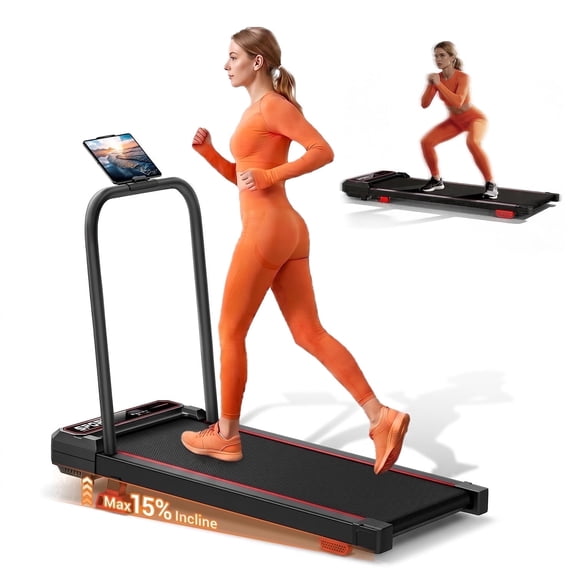 CURSOR FITNESS Walking Pad Treadmill with Vibration Plate, Under Desk Treadmills with 15% Incline, 3.0HP Walking Pad for Home and Office, Remote Control & LED Display