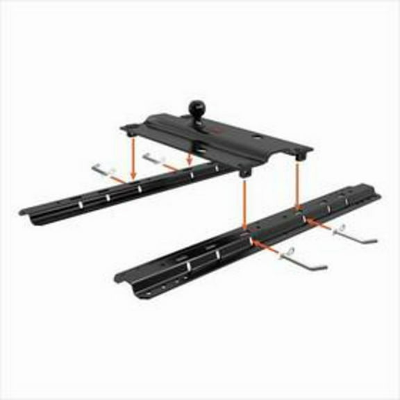 CURT 16055 Bent Plate 5th Wheel to Gooseneck Adapter Hitch, Fits Industry-Standard Rails, 25,000 lbs, 2-5/16-Inch Ball