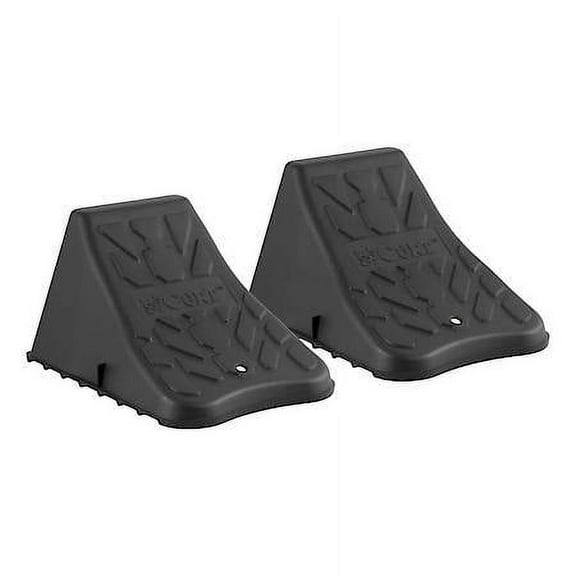 CURT 22800 Black Plastic Wheel Chocks, Vehicle, Trailer, Truck, RV, 2-Pack