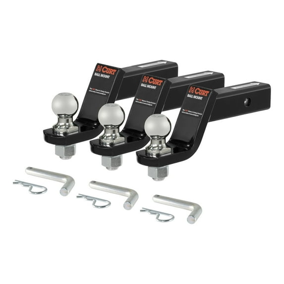 CURT 45057 Trailer Hitch Mounts with 2-Inch Ball & Pin, Fits 2-In Receiver, 7,500 lbs, 4-Inch Drop, 3-Pack