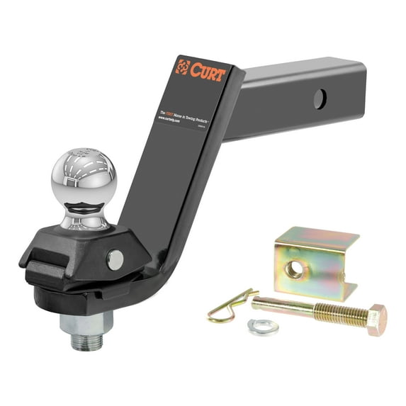 CURT 45144 RockerBall Cushion Hitch Ball Mount, 7,500 lbs 2-Inch Diameter, 2-In Shank, 5" Drop, Anti-Rattle Pin