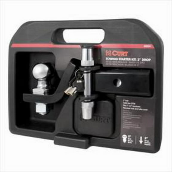 CURT 45534 Trailer Hitch Mount, 2-Inch Ball, Lock, Fits 2-In Receiver, 7,500 lbs, 2" Drop, Cap