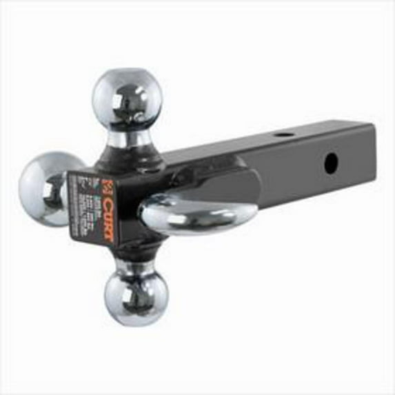 CURT 45675 Multi-Ball Trailer Hitch Ball Mount, 1-7/8, 2, 2-5/16-Inch Balls and Tow Hook, Fits 2-Inch Receiver, 10,000 lbs