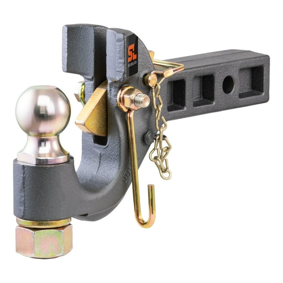 CURT 48407 SecureLatch Receiver-Mount 2-Inch Ball and Pintle Hitch Combination, 2-In Shank, 14,000 Pounds