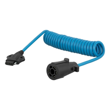 CURT 57280 8-Foot 7-Way RV Blade Vehicle-Side to 4-Way Flat Trailer Wiring Adapter Extension Harness
