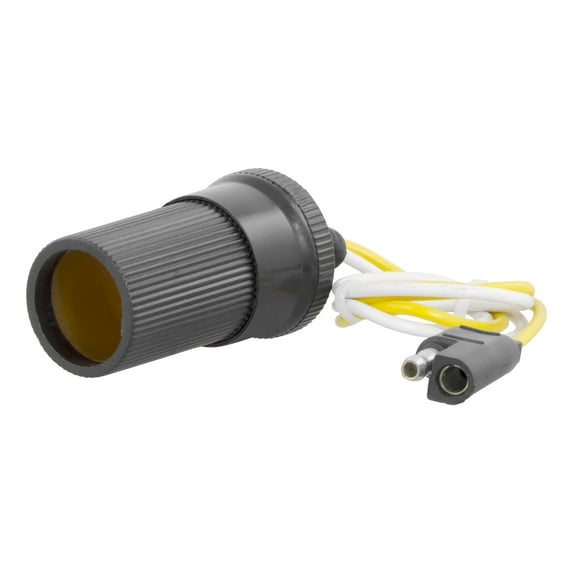 CURT 58312 Car Cigarette Lighter Socket Adapter Outlet with 2-Pin Flat Plug, Connects to 4-Pin and 5-Pin