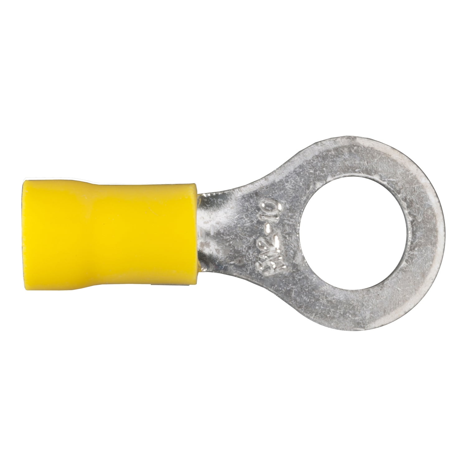 CURT 59556 12-10 Gauge Yellow Vinyl-Insulated Ring Terminal Wire Connectors, 5/16-Inch Stud, 100-Pack