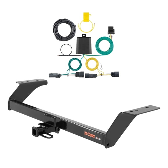 CURT Class 2 Trailer Hitch with 4-Way Flat Custom Wiring Harness for 2013-2020 Ford Fusion | 1-1/4" Receiver