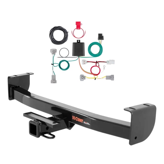 CURT Class 3 Trailer Hitch with 4-Way Flat Custom Wiring Harness for 2016-2023 Toyota Tacoma | 2" Receiver