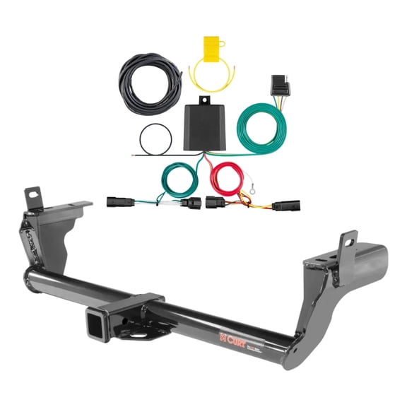 CURT Class 3 Trailer Hitch with 4-Way Flat Custom Wiring Harness for 2019-2024 Ford Edge Titanium or ST | 2" Receiver