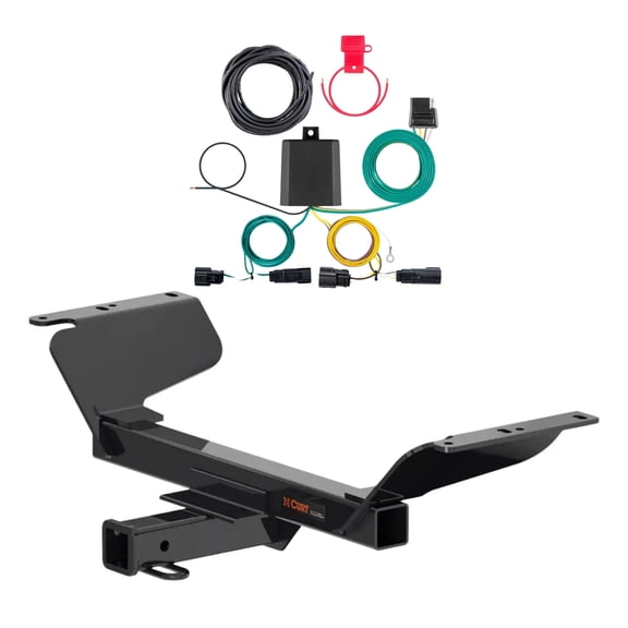 CURT Class 3 Trailer Hitch with 4-Way Flat Custom Wiring Harness for 2025-2026 Chevy Equinox and GMC Terrain (Excl. Diesel) | 2" Receiver