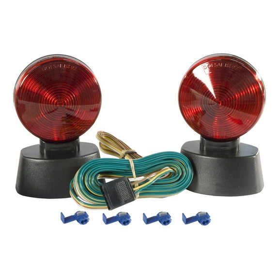 CURT 53200 Magnetic Trailer Lights for Dinghy Towing, 4-Pin Flat Plug, Stop Tail Turn