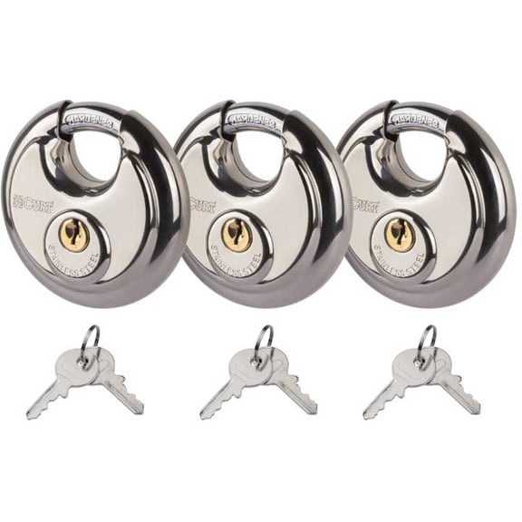 Curt 23085 Stainless Steel Disc/Puck Locks 3 Pack