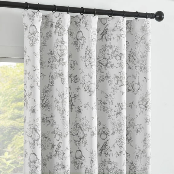 CURTAINKING Blackout Curtains 96 Inches Long, Printed Floral French Farmhouse Curtains for Bedroom Living Room Back Tab Thermal Insulated Window Drapes, 2 Panels Gray