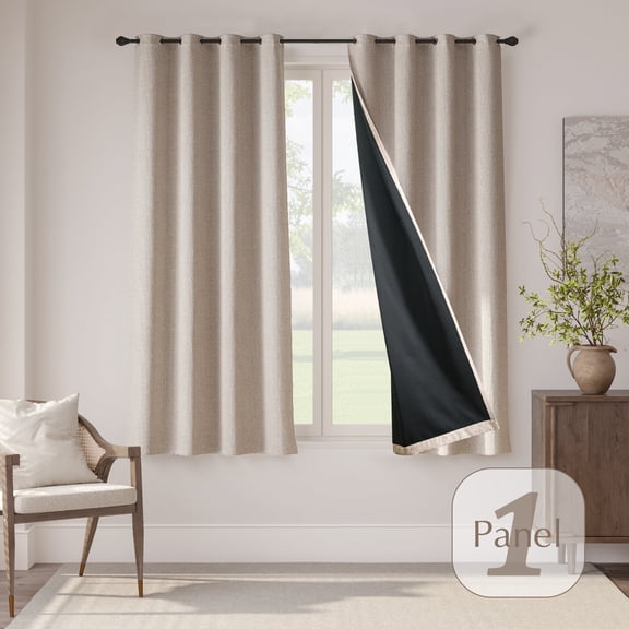 CURTAINKING Blackout Curtains for Bedroom, Faux Linen Curtains 63 Inch Length for Living Room, Thermal Insulated Drapes, Grommet Top Window Treatments, 1 Panel Taupe