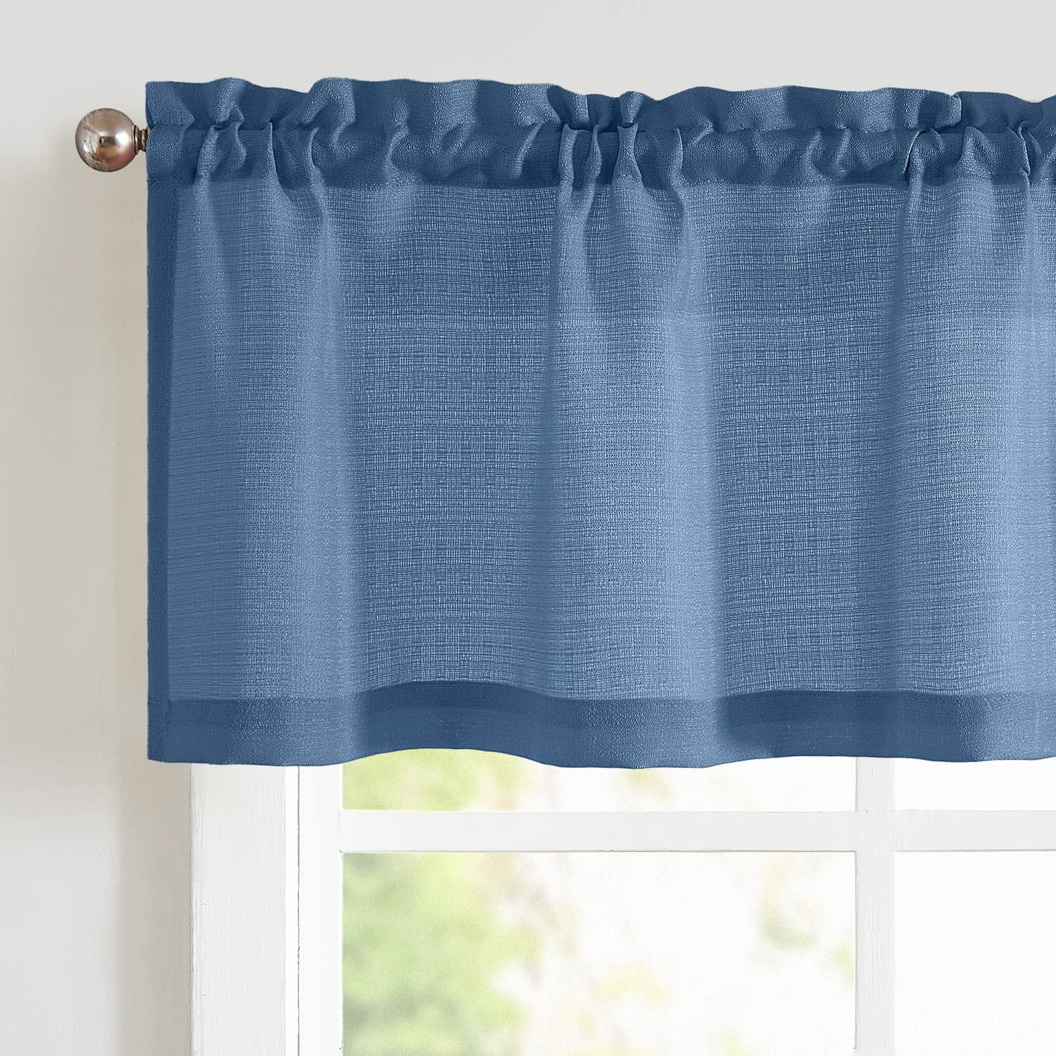 CURTAINKING Casual Weave Kitchen Valance Semi Sheer Window Valance Farmhouse Cafe Curtains ...