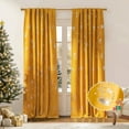 thumbnail image 1 of CURTAINKING Christmas Velvet Blackout Curtains 96 inches Length Rod Pocket Window Curtains Holiday Decor for Bedroom Living Room Silver Foil on Yellow, 1 of 8