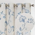 thumbnail image 1 of CURTAINKING Linen Curtains Floral Embroidery Window Curtains 84 inch Farmhouse Light Filtering Drapes for Living Room Bedroom Grommet 2 Panels Blue, 1 of 8