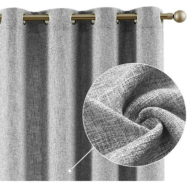CURTAINKING Linen Textured Curtains 84 inches Length Light Filtering Drapes for Living Room Bedroom Farmhouse Window Curtain 2 Panels Grommet Grey