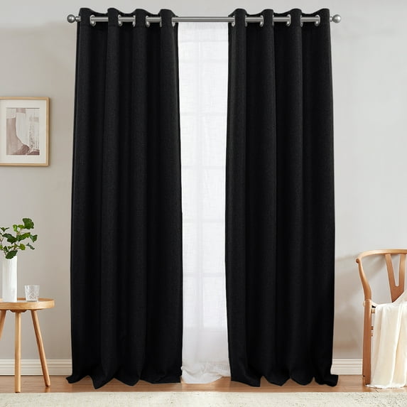CURTAINKING Room Darkening Curtains 95 inch Black Bedroom Living Room Window Curtain Set Thermal Insulated Drapes Grommet Top 2 Panels