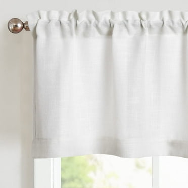 CURTAINKING White Linen Valance Curtains for Kitchen Living Room Farmhouse Rod Pocket Bathroom Curtains for Small Window 1 Panel 18 Inch Length