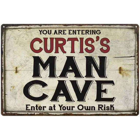 CURTIS'S Man Cave Sign Rustic 8 x 12 Matte Finish Metal 108120035115