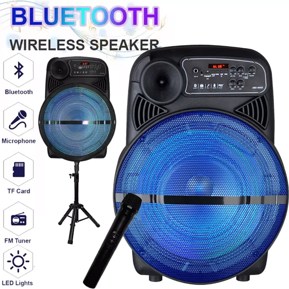 CURUK 15" Woofer Bluetooth Portable Speaker with Wireless Mic, Tripod Stand TWS Heavy Bass Outdoor