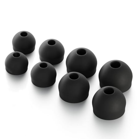 CURVD Replacement Earplug Tips Set: 4 Pairs (XS/S/M/L) Soft Silicone Noise-Reducing Eartips (Black)