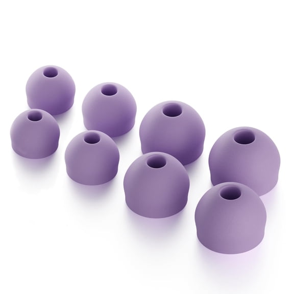 CURVD Replacement Earplug Tips Set: 4 Pairs (XS/S/M/L) Soft Silicone Noise-Reducing Eartips (Purple)