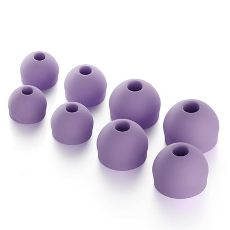 CURVD Replacement Earplug Tips Set: 4 Pairs (XS/S/M/L) Soft Silicone Noise-Reducing Eartips (Purple)