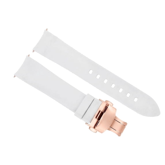 CURVED END SILICONE WATCH BAND RUBBER STRAP 18mm +CLASP, White, Rose ...