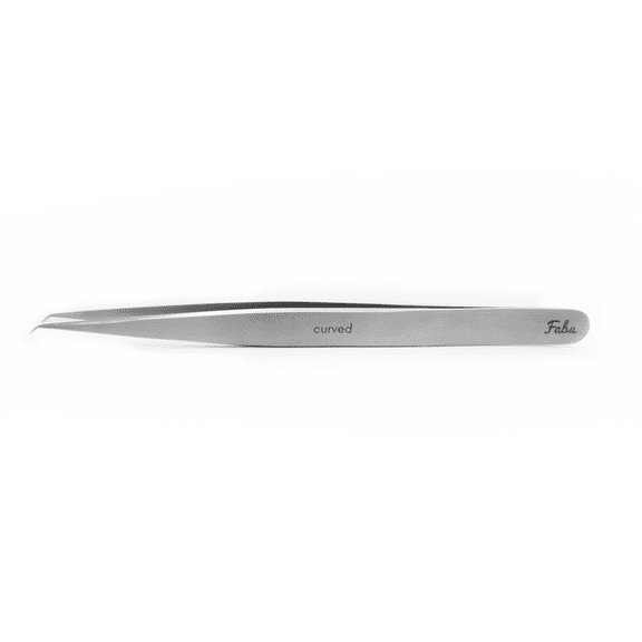 CURVED by Fabu PRO, Professional False Eyelash Extension Tweezers  Lash Extension Tools for Lash Fan Isolation & Application  Smooth Stainless Steel Grip & Firm-Tension Precision, Angled tip