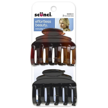 Scunci - Tortoise Large Curved Jaw Hair Clips 6.5 cm - 2 Pack