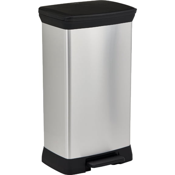 CURVER DECOBIN Waste Bin, Plastic, Silver Metallic
