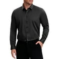 thumbnail image 1 of INSPIRE CHIC Men's Point Collar Long Sleeve Button Down Solid Color Formal Dress Shirts Black M, 1 of 6