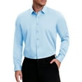 thumbnail image 1 of INSPIRE CHIC Men's Point Collar Long Sleeve Button Down Solid Color Formal Dress Shirts Light Blue M, 1 of 6