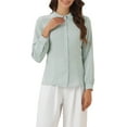 thumbnail image 1 of CURVOSPORT Women's Button Down Shirt Peter Pan Collar Long Sleeve Princess Line Blouse S Pea Green, 1 of 5