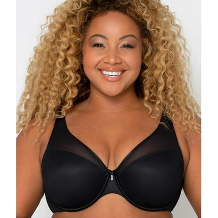 CURVY COUTURE Black Sheer Mesh Plunge Push Up Bra, US 42C, UK 42C, NWOT