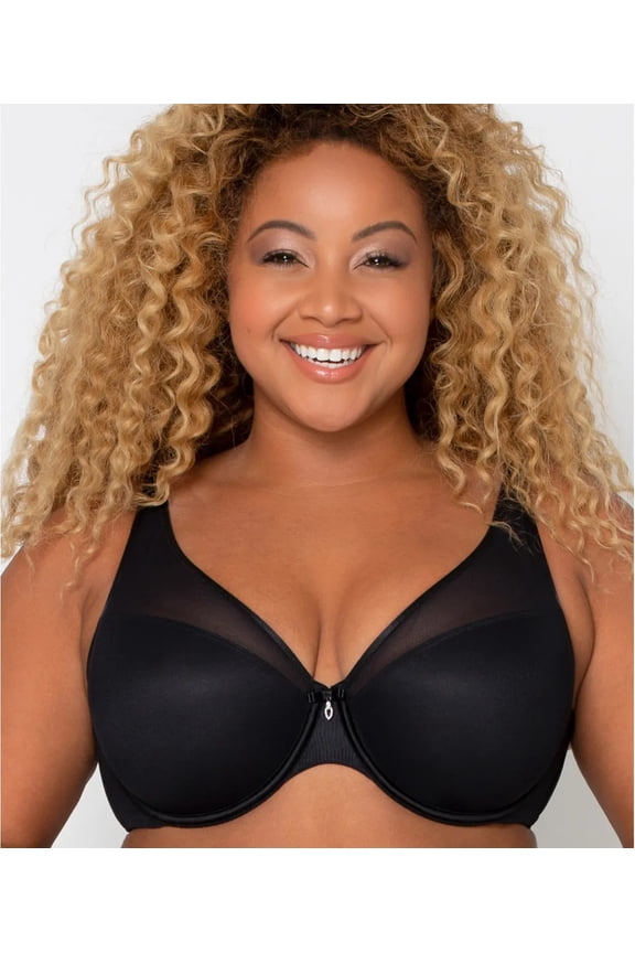 Black Sheer Mesh Plunge Push Up Bra, US 42C, UK 42C, NWOT