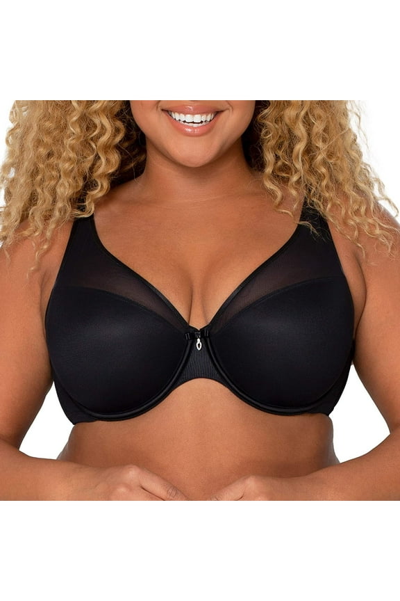 Black Sheer Mesh Plunge Push Up Bra, US 44C, UK 44C, NWOT