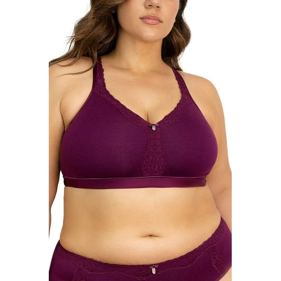 CURVY COUTURE Purple Velvet Cotton Luxe Unlined Bra, US 44DD, UK 44DD, NWOT