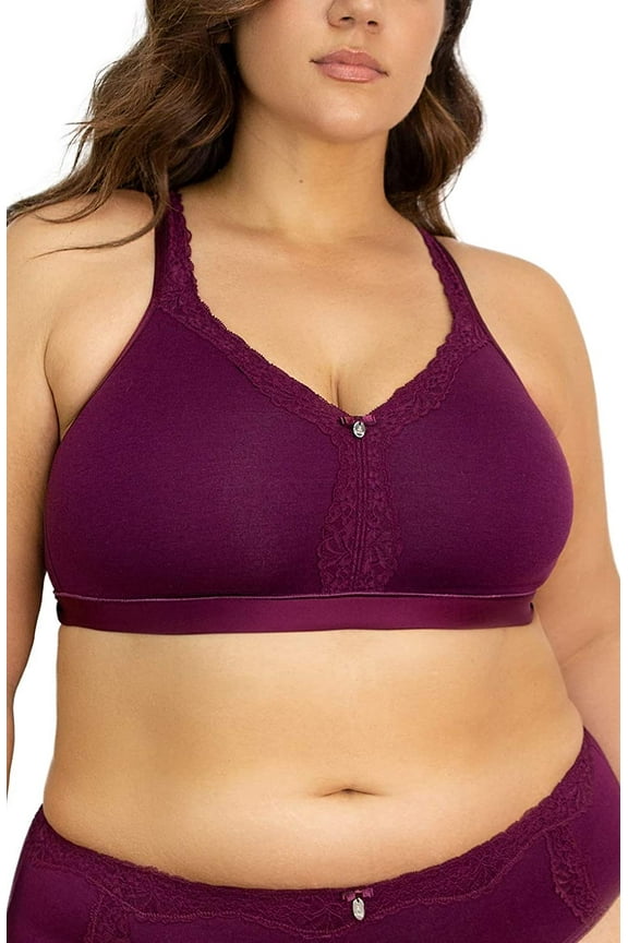 Purple Velvet Cotton Luxe Unlined Bra, US 44DD, UK 44DD, NWOT