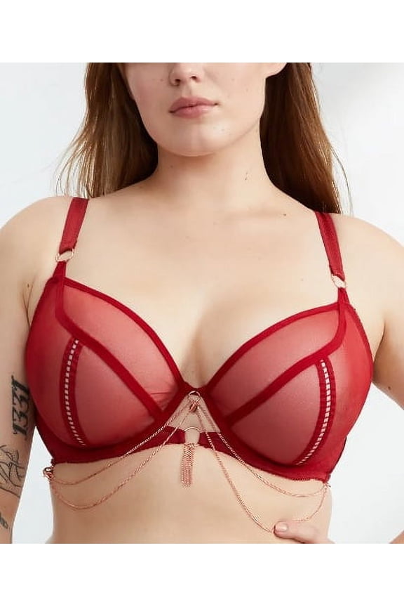 Deep Red Scantilly Unchained Plunge Bra US 38E, NWOT